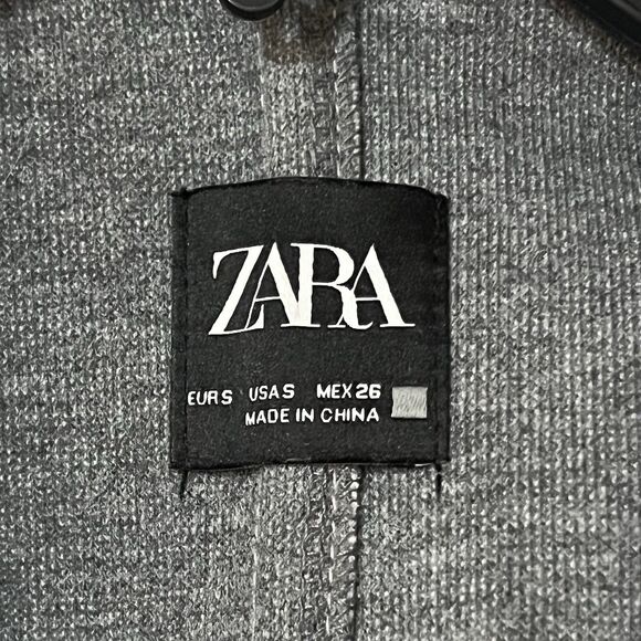 Zara Women's Size Small Gray Open Front Long Overcoat Coat - Picture 4 of 4
